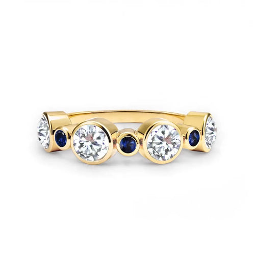 Barrington Diamond Band Ring with Sapphires in 14k Gold (September)