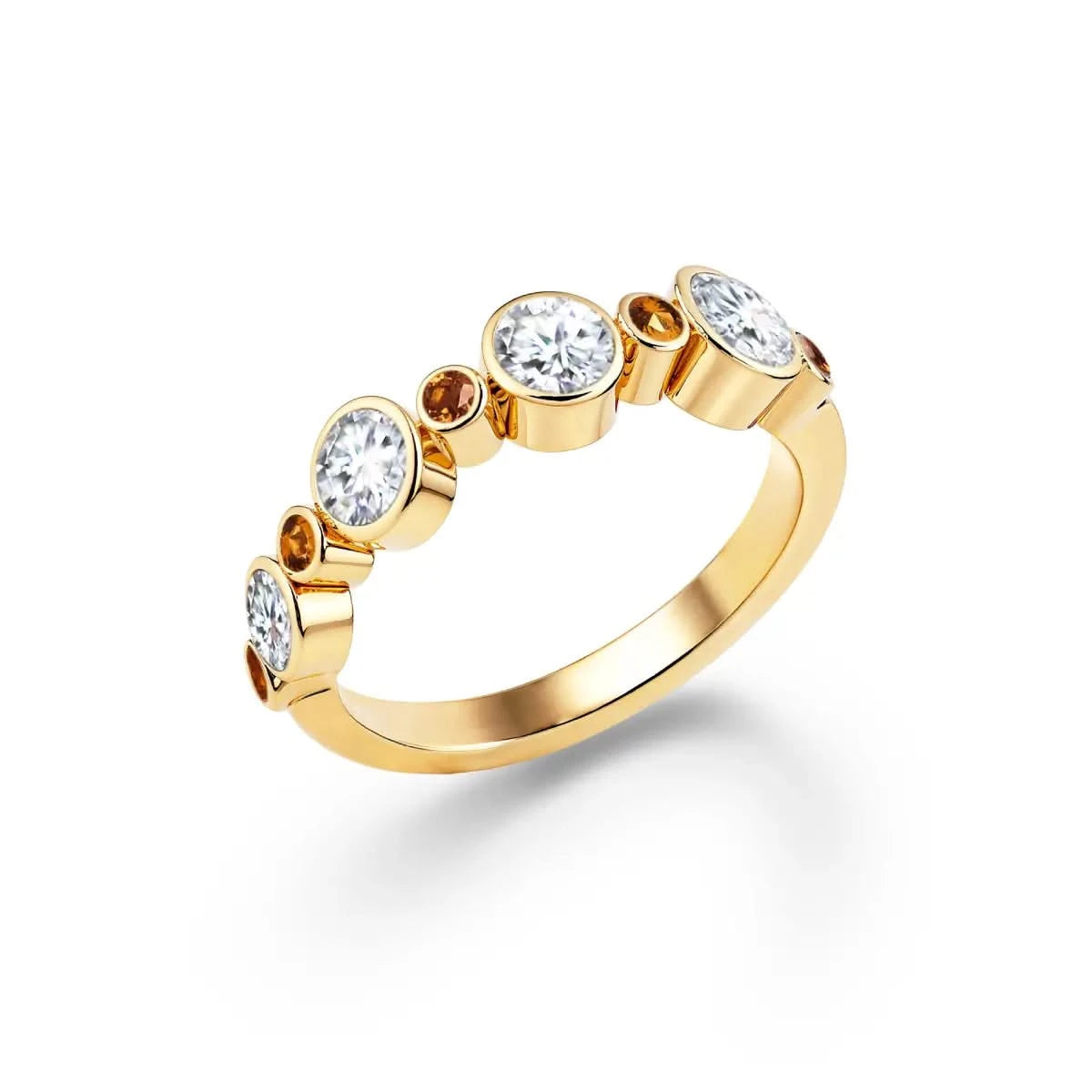 Barrington Diamond Band Ring with Citrines in 14k Gold (November)