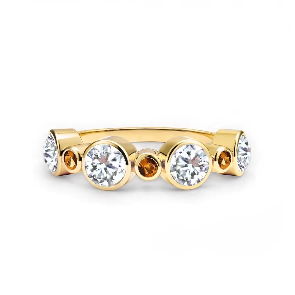 Barrington Diamond Band Ring with Citrines in 14k Gold (November)