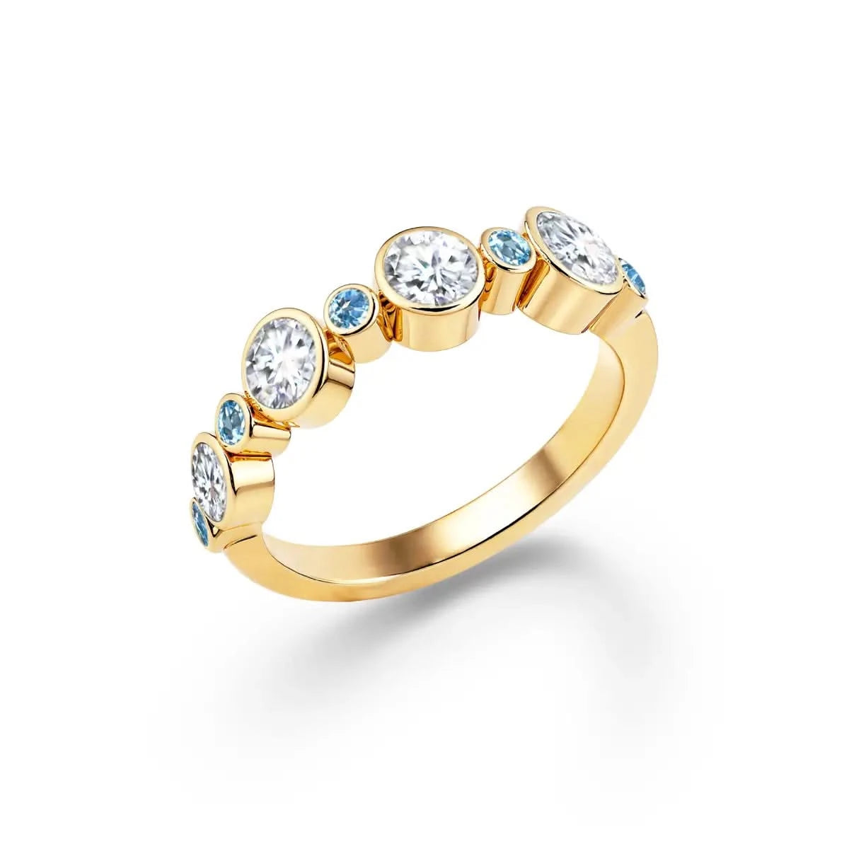 Barrington Diamond Band Ring with Nantucket Blue Topaz in 14k Gold (December)