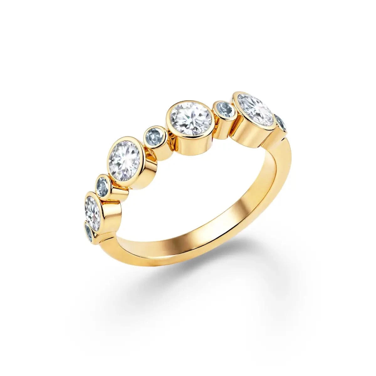 Barrington Diamond Band Ring with Aquamarines in 14k Gold (March)
