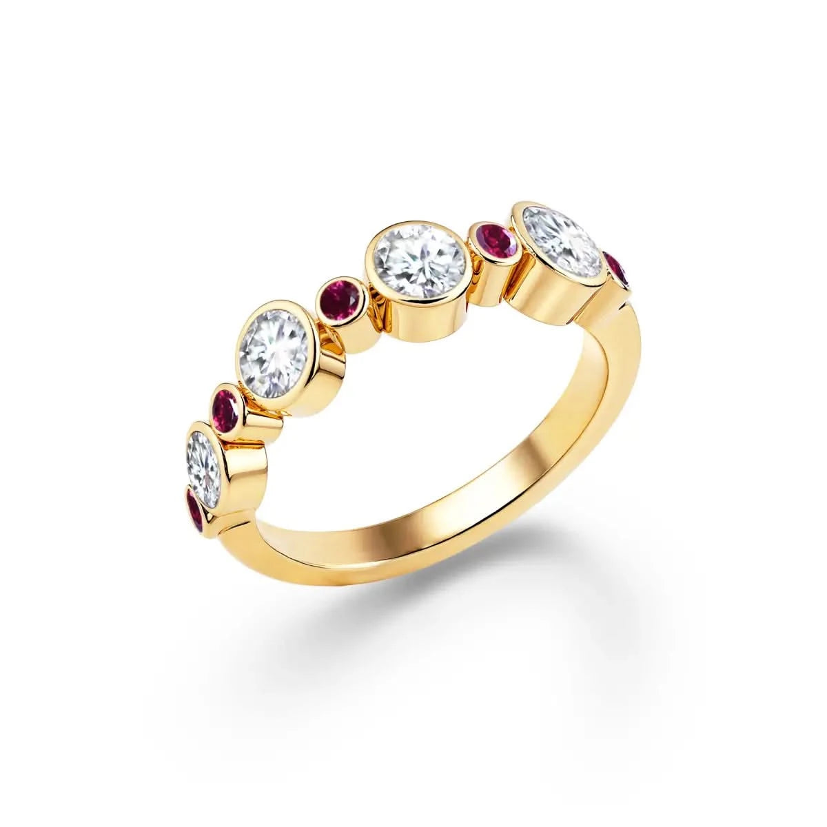 Barrington Diamond Band Ring with Rubies in 14k Gold (July)
