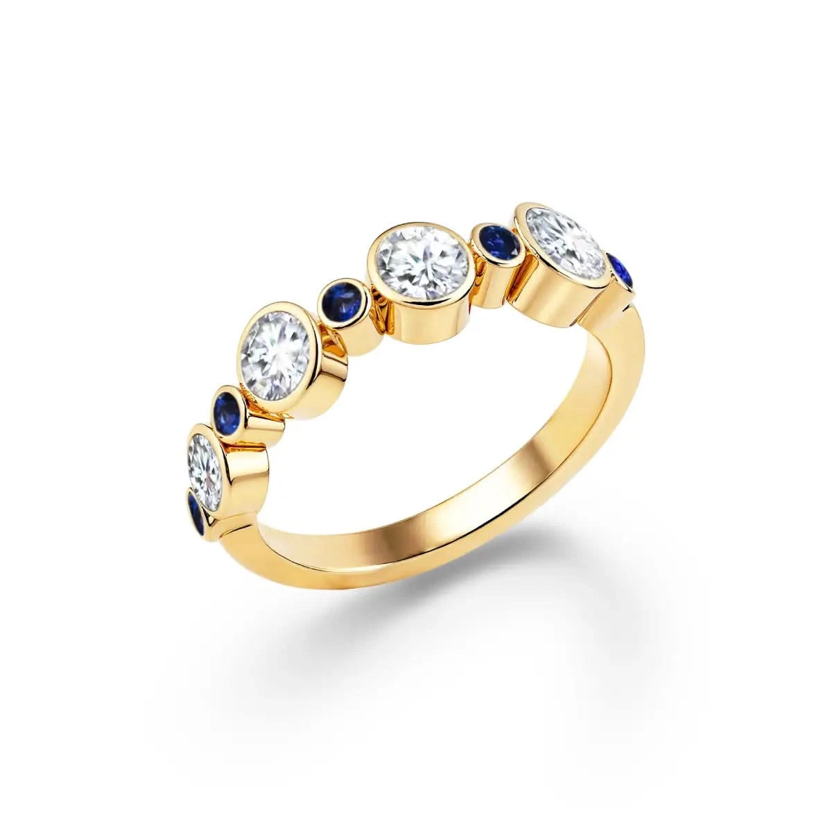 Barrington Diamond Band Ring with Sapphires in 14k Gold (September)