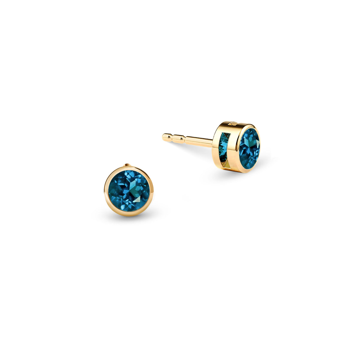 Barrington Atlantic Blue Topaz Stud Earrings in 14k Gold (December)