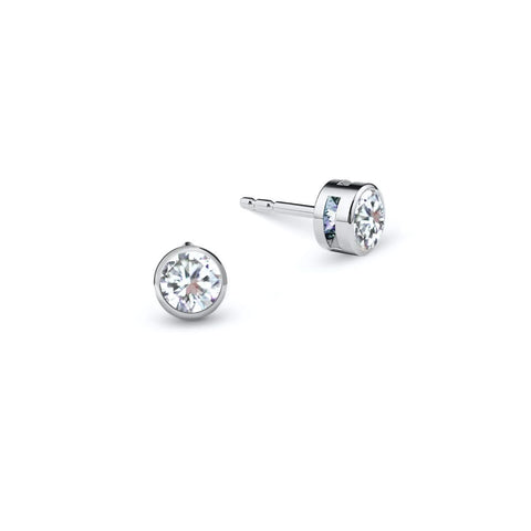 Barrington Diamond Stud Earrings in 14k Gold (April) - White Gold