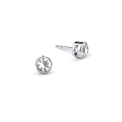 Barrington White Topaz Stud Earrings in 14k Gold (April) - White Gold