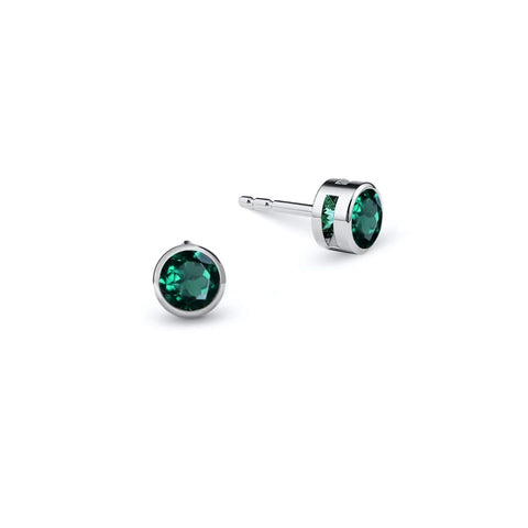 Barrington Emerald Stud Earrings in 14k Gold (May) - White Gold