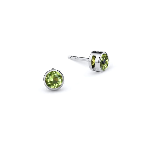 Barrington Peridot Stud Earrings in 14k Gold (August) - White Gold
