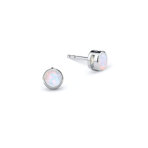 Barrington Opal Stud Earrings in 14k Gold (October) - White Gold