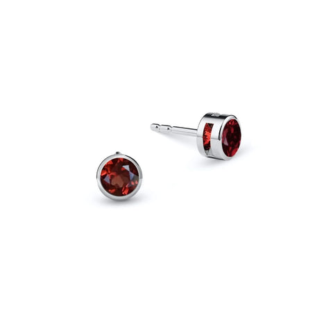 Barrington Garnet Stud Earrings in 14k Gold (January) - White Gold