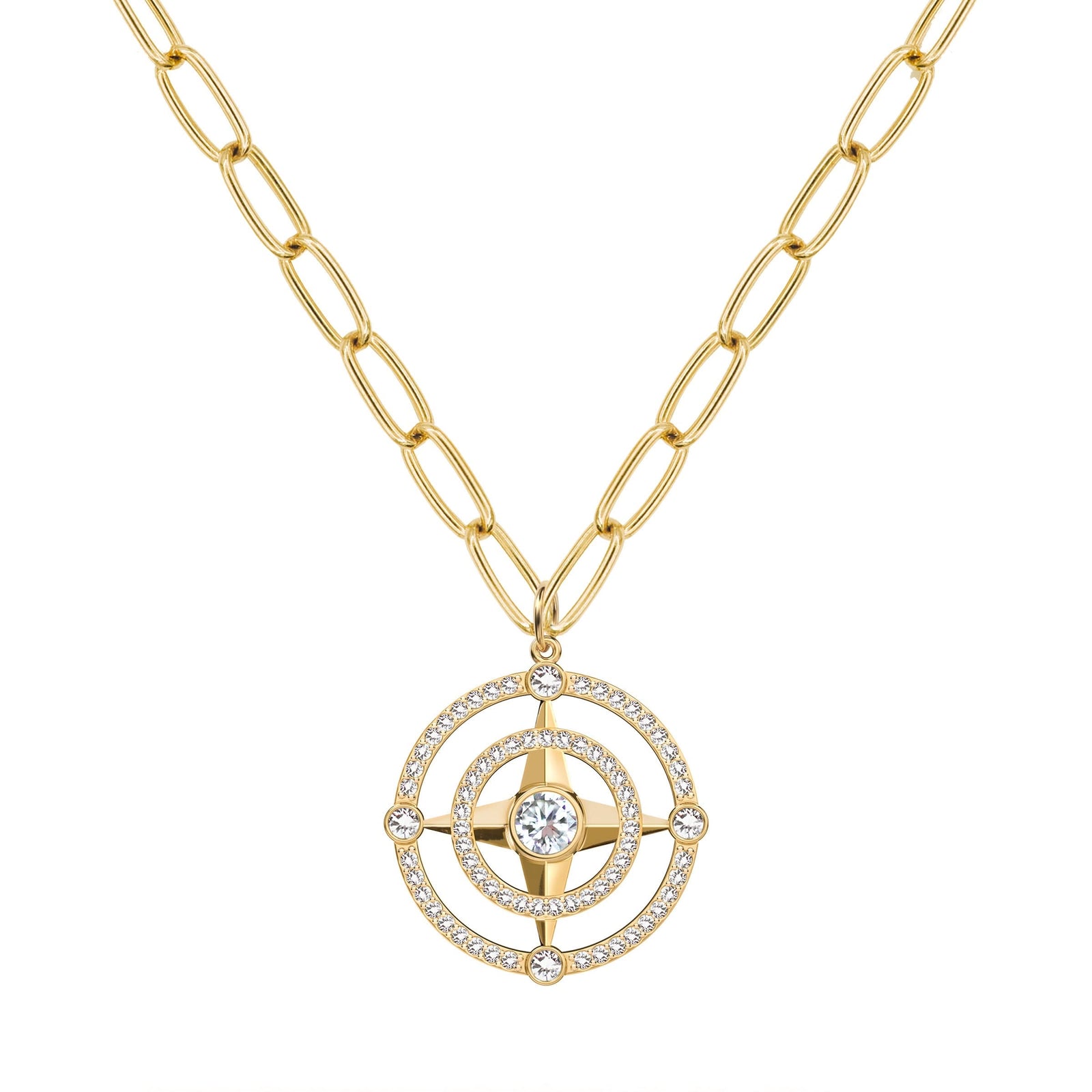 Compass Diamond Pendant in 14k Gold (April)