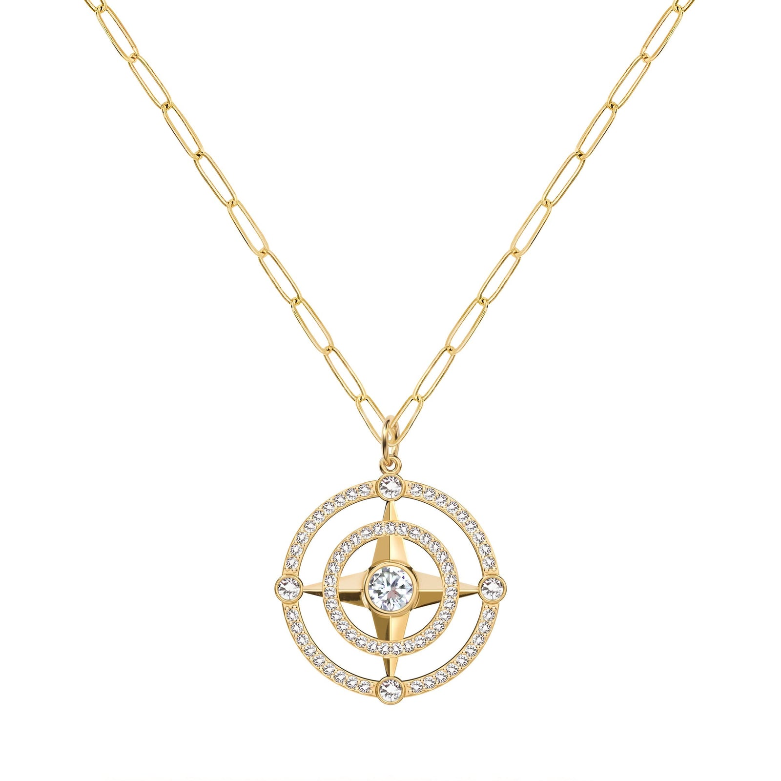 Compass Diamond Pendant in 14k Gold (April)