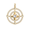 Compass White Topaz & Diamond Pendant in 14k Gold (April)