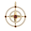 Large Compass Garnet & Diamond Pendant in 14k Gold (January)