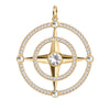Large Compass White Topaz & Diamond Pendant in 14k Gold (April)
