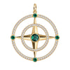 Large Compass Emerald & Diamond Pendant in 14k Gold (May)