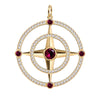 Large Compass Ruby & Diamond Pendant in 14k Gold (July)