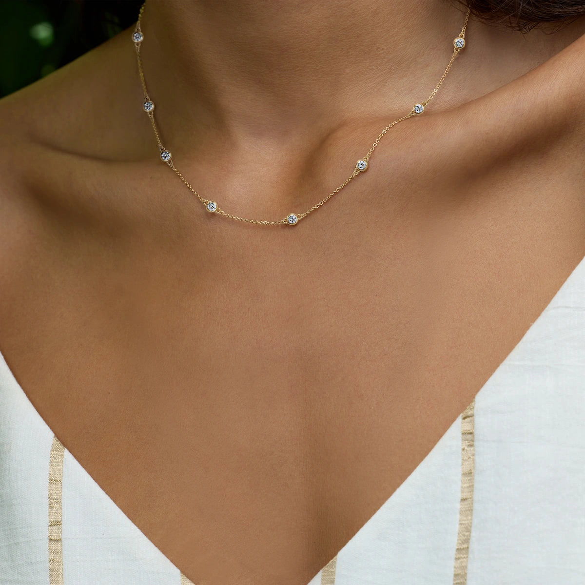 Bayberry Luxe 11 Diamond Necklace in 14k Gold (April)