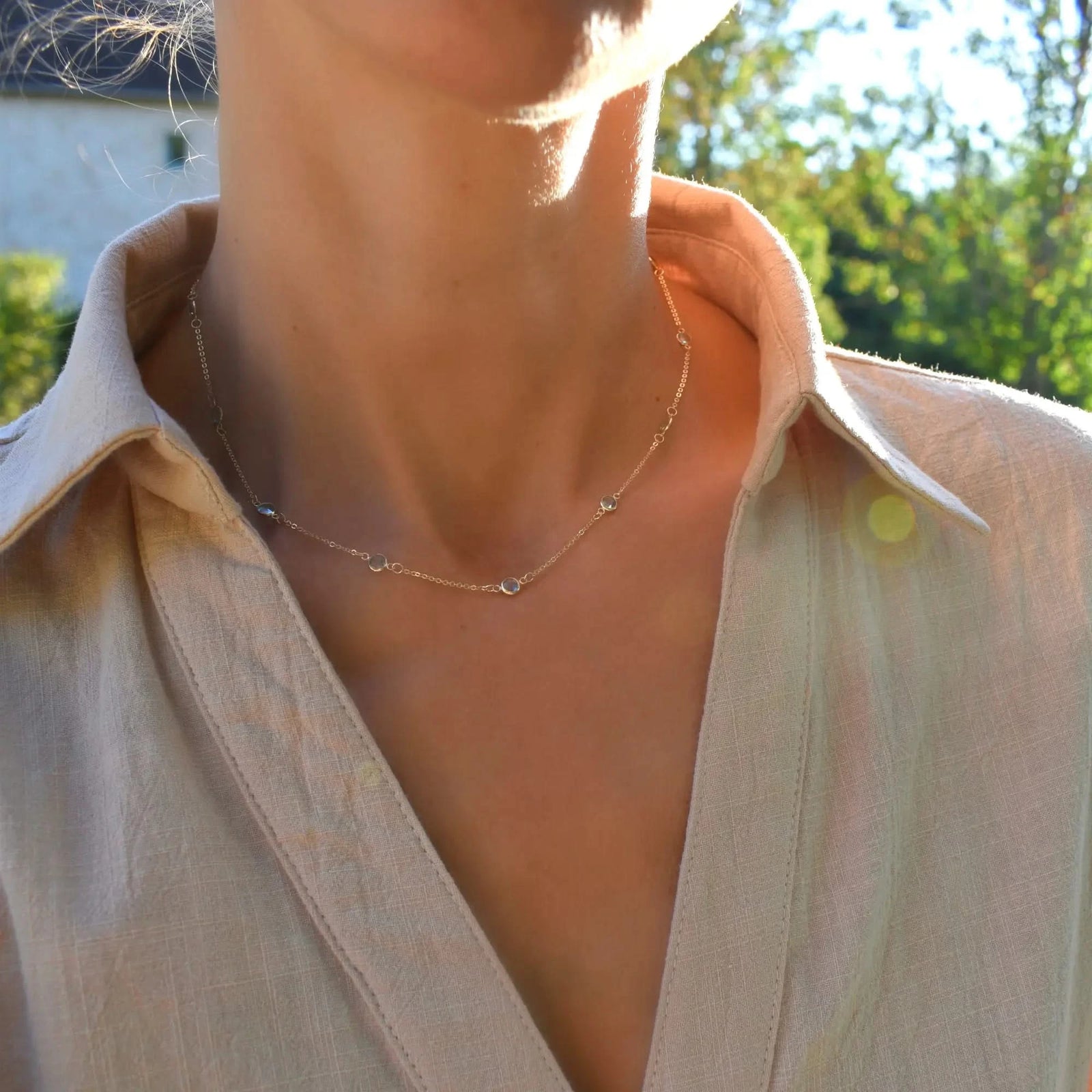 Bayberry 11 Nantucket Blue Topaz Necklace in 14k Gold (December)