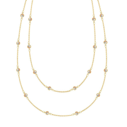 Bayberry Opal Long Necklace in 14k Gold (October)