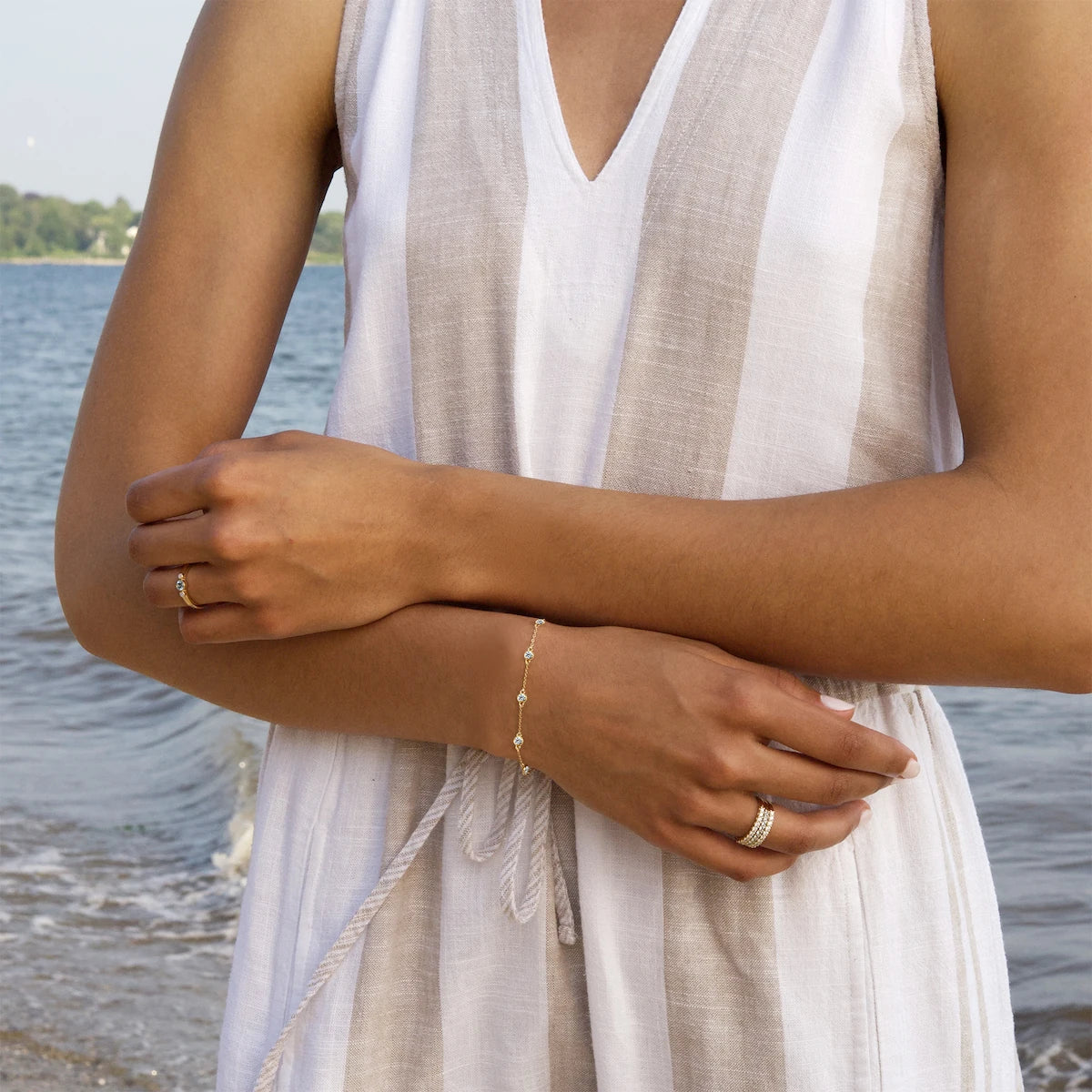Bayberry Luxe 7 Diamond Bracelet in 14k Gold (April)