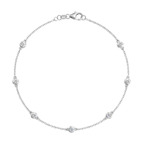 Bayberry Luxe 7 Diamond Bracelet in 14k Gold (April) - White Gold