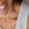 Bayberry Aquamarine Birthstone Cross Necklace in 14k Gold (March)