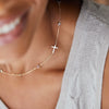 Bayberry Moonstone Birthstone Cross Necklace in 14k Gold (June)