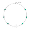 Bayberry Emerald Birthstone Cross Bracelet in 14k Gold (May)