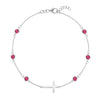 Bayberry Ruby Birthstone Cross Bracelet in 14k Gold (July)