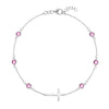 Bayberry Pink Sapphire Birthstone Cross Bracelet in 14k Gold (October)