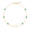 Bayberry Emerald Birthstone Cross Bracelet in 14k Gold (May)