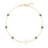Bayberry Sapphire Birthstone Cross Bracelet in 14k Gold (September)