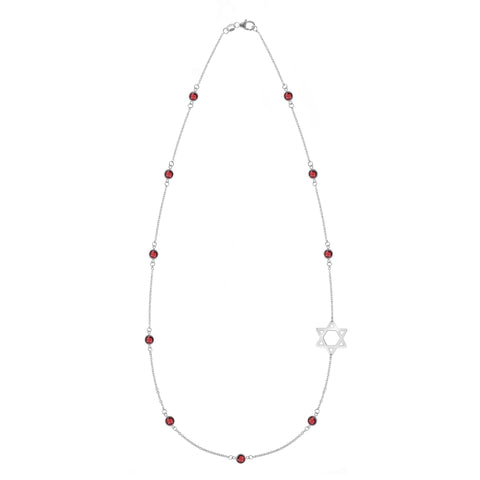 Bayberry Garnet Star of David Necklace in 14k Gold (January) - White Gold