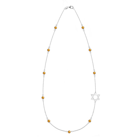 Bayberry Citrine Star of David Necklace in 14k Gold (November) - White Gold