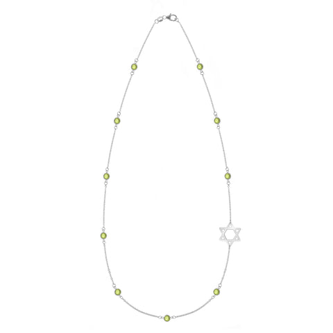 Bayberry Peridot Star of David Necklace in 14k Gold (August) - White Gold