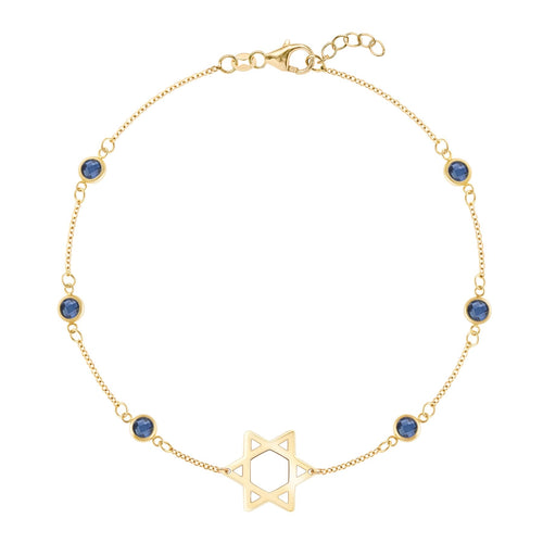 Bayberry Sapphire Star of David Bracelet in 14k Gold (September)