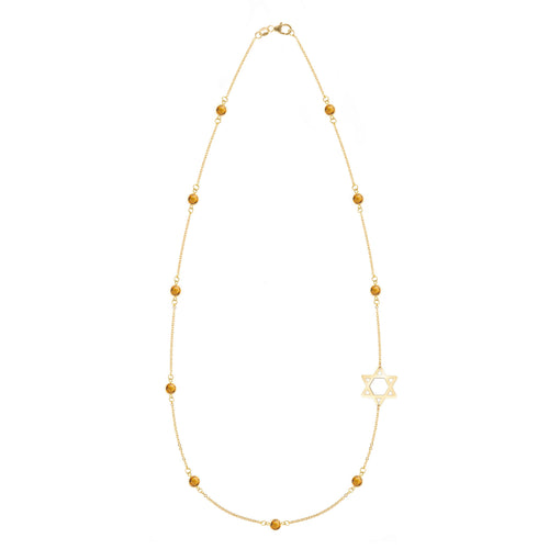 Bayberry Citrine Star of David Necklace in 14k Gold (November)