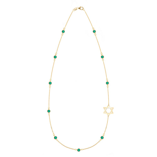Bayberry Emerald Star of David Necklace in 14k Gold (May)