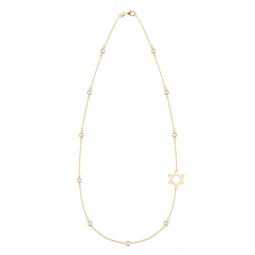 Bayberry Moonstone Star of David Necklace in 14k Gold (June)