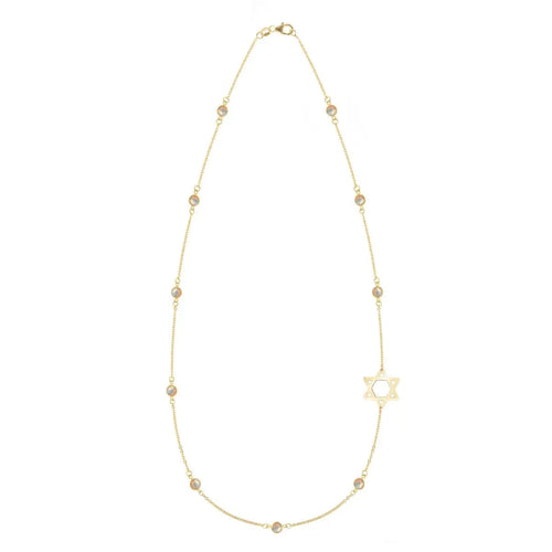 Bayberry Opal Star of David Necklace in 14k Gold (October)