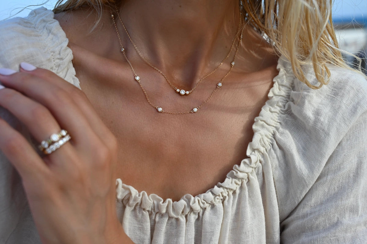 Bayberry Luxe 11 Diamond Necklace in 14k Gold (April)