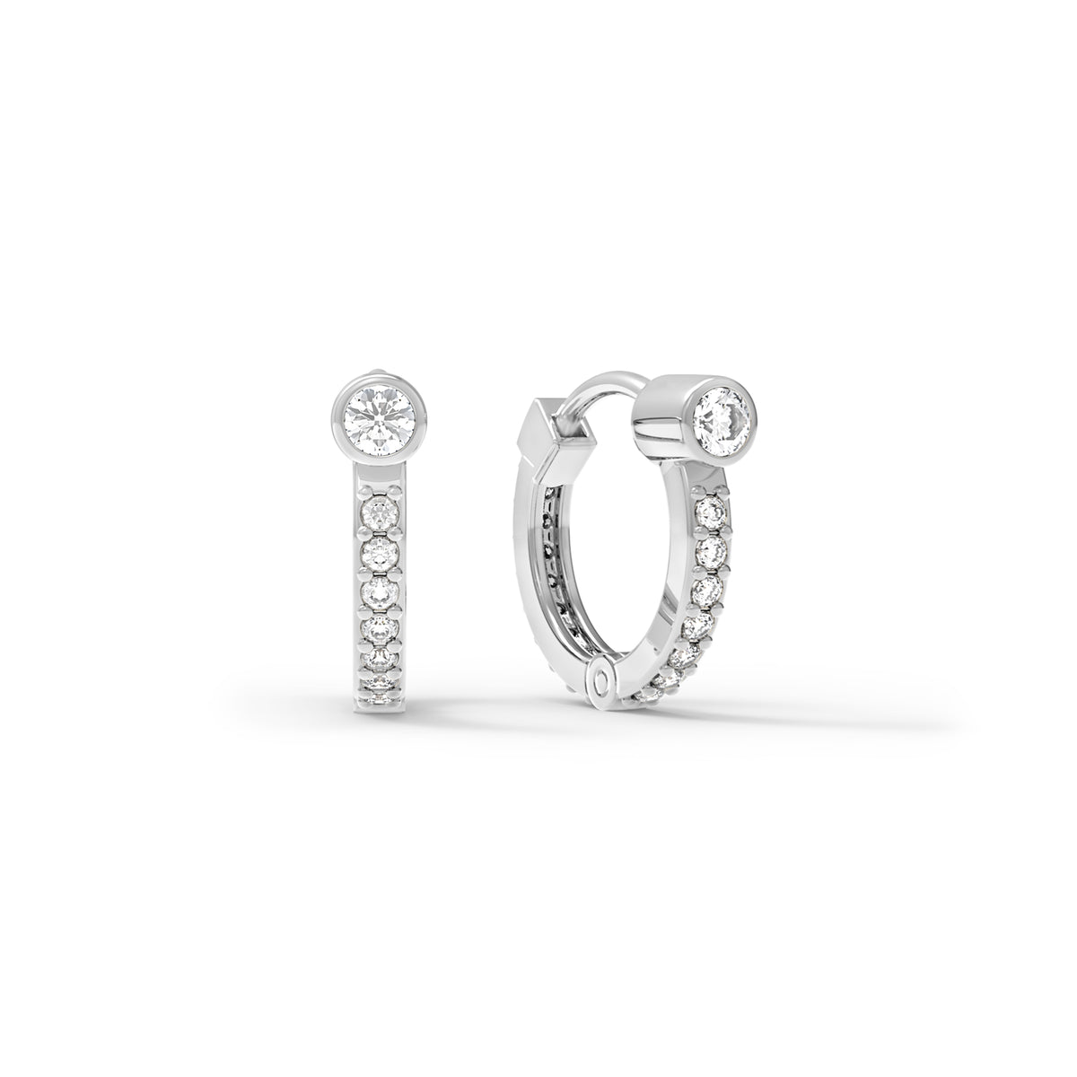 Birthstone Huggie Hoops with Diamonds in 14k Gold