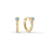 Aquamarine Huggie Hoops with Diamonds in 14k Gold (March)