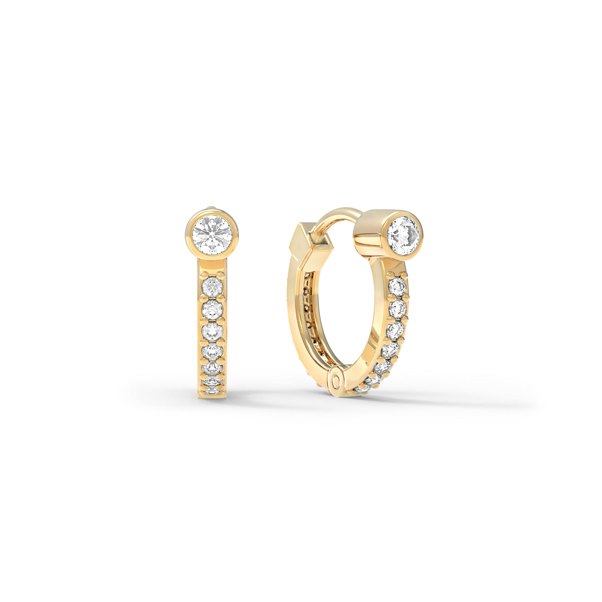 Diamond Huggie Hoops in 14k Gold (April)