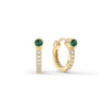 Emerald Huggie Hoops with Diamonds in 14k Gold (May)