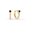Ruby Huggie Hoops with Diamonds in 14k Gold (July)