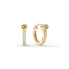Peridot Huggie Hoops with Diamonds in 14k Gold (August)
