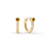 Citrine Huggie Hoops with Diamonds in 14k Gold (November)
