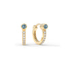 Nantucket Blue Topaz Huggie Hoops with Diamonds in 14k Gold (December)